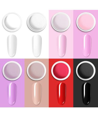 Nail Dip Powder Starter Set - 8 Colors (Clear White Pink) with Base Top Coat Activator & Brush for DIY & Salon Nail Art - Buy Online on SooperMarket.com