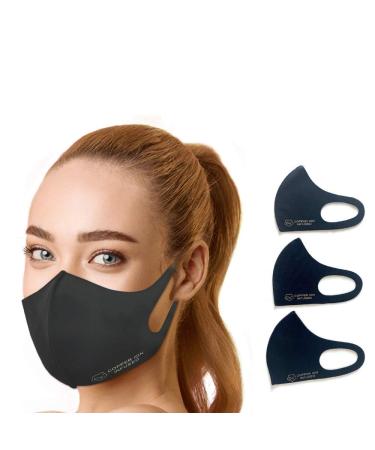 3-pack Spandex Blend Masks. Designed for women of all ages and children ages 8-14. 2 Layer Copper Ion infused Durable Face Mask. Enhanced Protection Extra Soft & Gentle on the Skin Reusable and Washable. Perfect for Gym use.