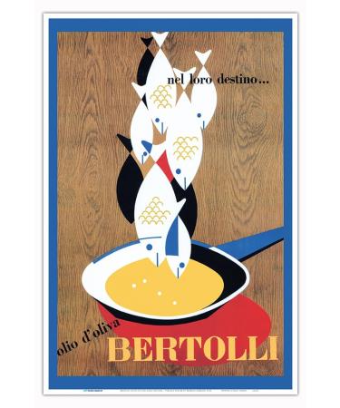 Bertolli Olive Oil (Olio d Oliva) Nel Loro Destino - Vintage Advertising Poster by Erberto Carboni c.1953 - Master Art Print (Unframed) 12in x 18in 12 x 18 in Poster Print
