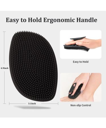 HieerBus Silicone Body Scrubber Flat Shower Brush Gentle Exfoliating and Massage Long Bristles Lathers Well and More Hygienic Than Traditional Loofah 1 Pack (Black) 3rd-black - Buy Online on SooperMarket.com