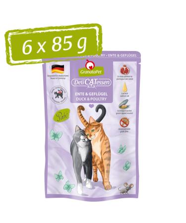 Granapet Delicatessen duck & poultry wet food for cats cat food for gourmets food without grain & without sugar additives 6 x 85 g duck & poultry 85 g (6 Pack)