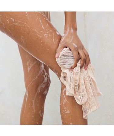 Kitsch XL Exfoliating Body Scrubber - Recycled Nylon Shower Scrubber with Built-in Pocket | Extra Long Bath Scrubber for Body | Blush Exfoliating Washcloth - 1pc - Buy Online on SooperMarket.com