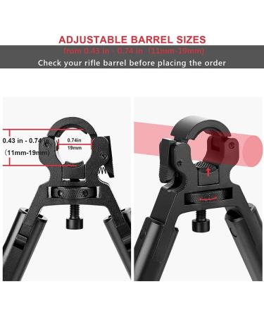 JINSE Universal Barrel Bipod 9-11 inch | Clamp-on, Foldable & Lightweight | Barrel Size 0.4'' to 0.7 - Buy Online on SooperMarket.com