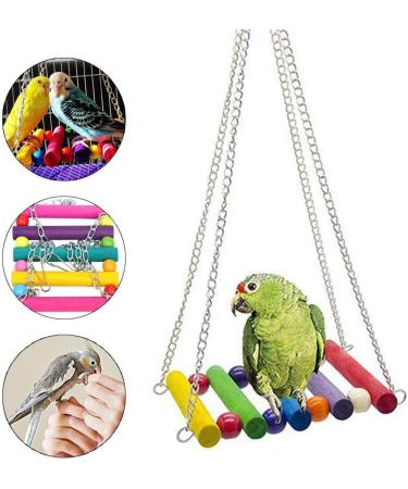 Bebester Bird Chewing Toys 8Pieces Bird Parrot Toys Bird Hanging Bell Toy Hanging Colorful Swing Chewing Toy Bells Ladder Swing for Small Parrots Macaws Parakeets Conures Cockatiels Love Birds - Buy Online on SooperMarket.com