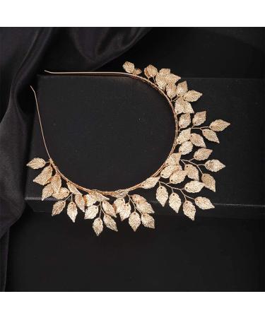 YERTTER Wedding Gold Leaf Tiara Hair Crown - Handmade Bride Hair Band for Bridal Greek Goddess Look - Perfect for Wedding, Prom, Birthday Party - Buy Online on SooperMarket.com