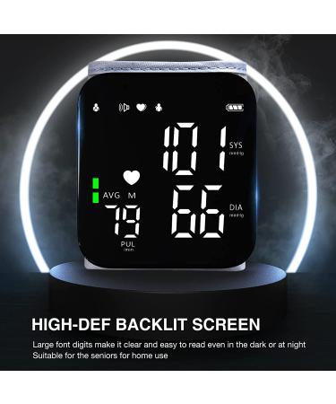 Ruord Large LED Backlit Blood Pressure Monitor - Adjustable Wrist Cuff, 99 Reading Memory, Irregular Heartbeat Indicator - Automatic Digital BP Monitor for Home Use - Black - Buy Online on SooperMarket.com
