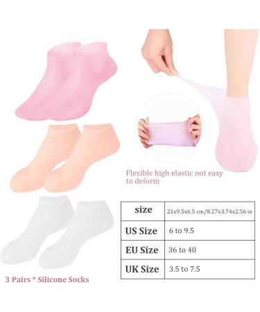 Moisturizing Socks Silicone Socks for Dry Cracked Feet Women 3 Pairs Soft Moisturizing Socks Anti Slip Women Spa Pedicure Gel Socks Aloe Sock for Softening Rough Skin Calluses - Buy Online on SooperMarket.com