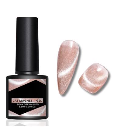 Cat Eye Gel Nail Polish Champagne Color Magnet Nail Polish Crystal Reflective Glitter Gel Nail Polish Soak off Holographic Cat Eye UV Gel Nail Varnish for Nail Art DIY at Home