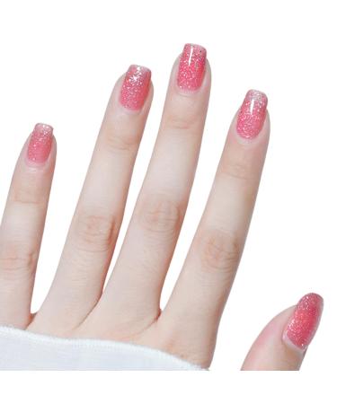 TBeautfave Glitter Nail Polish Pink Nail Varnish Peel off Nail Polish Quick Dry Long Lasting Nail Polish Natural Water Based No Need Cure Nail Polish Nail Art DIY at Home 46ShinyPink