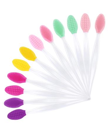 Lusofie 12 PCS Lip Scrub Brush Double-Sided Silicone Exfoliating Lip Brush Mini Exfoliating Lip Brush lip lightening for dark lips for Men Women