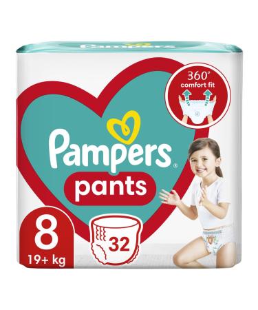 Pampers Pants Diaper Size 8 (19+ kg) 32 Pack Diapers with Stop & Protect Anti-Leakage Back