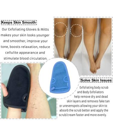 Bvanzo Exfoliating Glove - Dead Skin & Fake Tan Remover Mitt for Shower - Skin and Body Exfoliator - Blue - Buy Online on SooperMarket.com