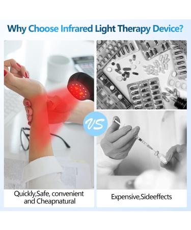 Red Light Therapy Device for Pain Relief Joint and Muscle Pain Reliever Infrared Light with 650nm and 808nm (2x808nm +12X650nm) (Black) - Buy Online on SooperMarket.com