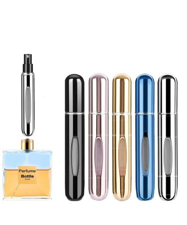 Rosiya Perfume Atomiser pack of 5pcs Perfume Travel Bottle 8ML Refillable Perfume Spray Bottle Easy to Refill Empty Atomiser Bottle for Purse Handbag Pocket and Luggage (Glossy)