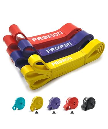 Proiron Resistance Bands - Assisted Pull up Bands - Exercise Bands for Crossfit Powerlifting Strength Training - Mobility Bands for Men and Women #6 Yellow/Purple/Red Set (18-54kg)