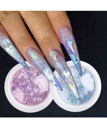 Opal Flakes Nail Sequins - Purple Holographic Glitter - DIY Nail Art Decoration Kit - Buy Online on SooperMarket.com