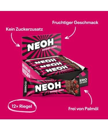 Buy Neoh Zero Sugar Raspberry Crunch Bar - Keto-Friendly Low Carb 114 Kcal 1g Sugar 6g Protein - 12 Pack | Healthy Alternative to Sweets - Buy Online on SooperMarket.com