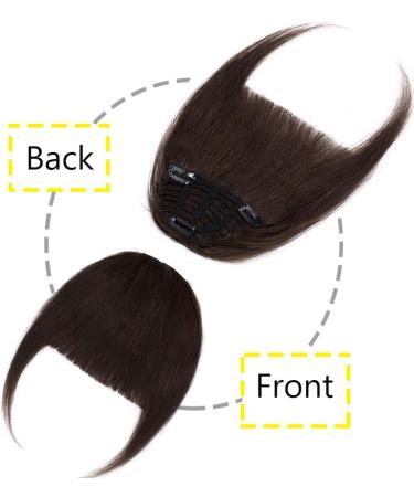 Silk-co One Piece Hair Bangs Fringe Hair Extensions Clip in Human Hair Extension #02 Dark Brown Straight Flat with Temple - Buy Online on SooperMarket.com