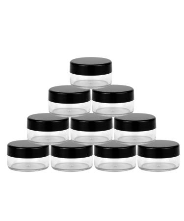 10 PCS Sample Pots for Cosmetics 10Gram/10ml Jars Cosmetic Containers Mini Jars With Lids Empty Small Makeup Jars Plastic BPA Free for Various Cosmetic Products Samples and Nail Powder(Black)