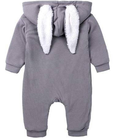 Kids Tales Newborn Baby Winter Rabbit Ear Hooded Zipper Romper 0-3 Months Grey - Buy Online on SooperMarket.com