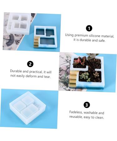 Operitacx 3pcs Box Pot Mold Silicone Molds Gypsum Resin Pot Pot Making Mold Epoxy Resin Crystal Whitex3pcs 10.6X10.6X3.3CMx3pcs - Buy Online on SooperMarket.com