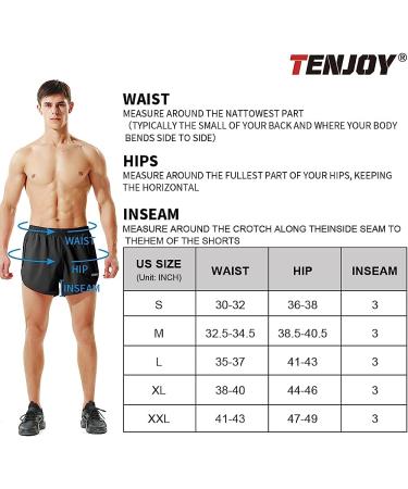 TENJOY Men's Running Shorts - Gym Athletic Workout Shorts with Zipper Pocket, Black, Medium - Buy Online on SooperMarket.com