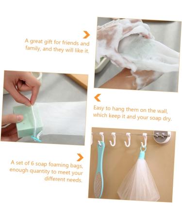 BELLIFFY 6pcs Bubble Net Bath Defoliator Towel Mesh Soap Saver Foaming and Drying Soap Net Bar Soap Pe White - Buy Online on SooperMarket.com