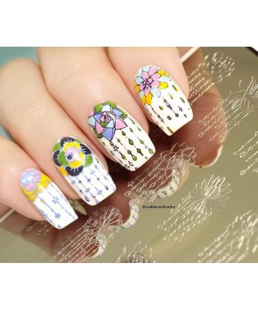 KADS Nail Stamping Plate Flower Nature Nail Art Stamp Template DIY Image Template Manicure Stamping Plate Stencil Tools (FL028)