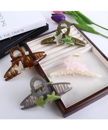 Vctitil Five-pointed Star Acrylic Hair Claws Hair Clips Ponytail Holders Shark Clip Barrettes Hair Accessories for Women Girl Thin Thick Hair(green) - Buy Online on SooperMarket.com