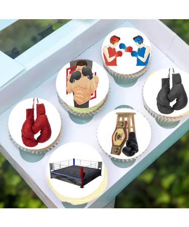 24 x Pre-Cut Boxing 3 Edible Stand up Wafer Paper Cupcake Toppers Cake Decorations Birthday Party Sport Martial Art - Buy Online on SooperMarket.com