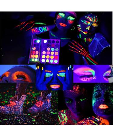 DE'LANCI Neon Eyeshadow Palette - Glow in the Dark, Blacklight UV Makeup, Matte & Glitter Shadows for Halloween - Buy Online on SooperMarket.com