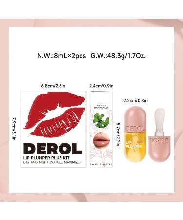 2 PCs Lip Plumper Set - Natural Makeup Lip Gloss & Serum for Fuller Hydrated Lips | Derol Lip Plumper - Buy Online on SooperMarket.com