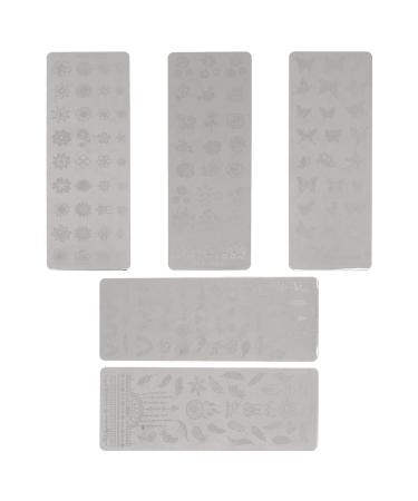 Lurrose nail stamp plates 5 pieces flower leaf spring nail stencil vacation festival diy manicure art tools for women girls (5 pieces templates)