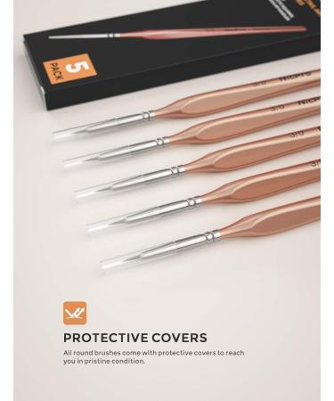 Nicpro Detail Paint Brushes 5 PCS Extra Fine Tip 000 - Professional Miniature Painting Set for Watercolor, Oil, Acrylic - Rose Gold - Buy Online on SooperMarket.com
