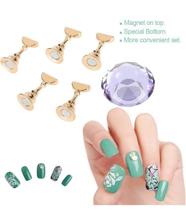 4 Colors Magnetic Nail Tips Stand Magnetic Nail Tips Practice Stand Crystal Alloy Holder Nail Art Display Stand(Purple) - Buy Online on SooperMarket.com