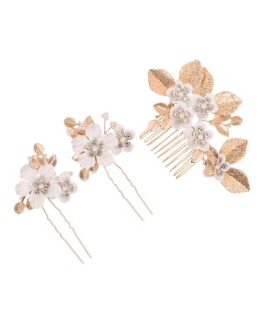 BELLIFFY 1 Set Leaves and Flowers Hair Comb Hair Comb Clip Girl Headpiece Bridal Hair Accessories Hair Accessories for Headpiece for Wedding Decoration Bride Headdress Flower Hair Pin