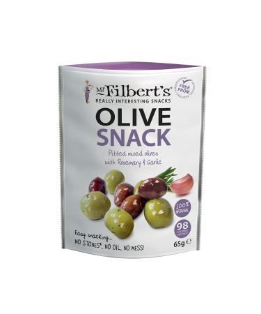 Mr Filbert's Green Kalamata Rosemary and Garlic Olives 8 x 65g Green Kalamata Rosemary & Garlic