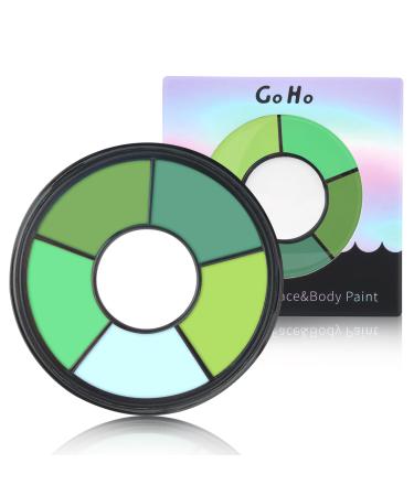 Go Ho 6 Colors Green Face Body Paint Cream Washable Formula Face Painting for Halloween Cosplay Body Paint FX Makeup Palette Professional Face Paint Green Makeup 6 Colors Green Makeup Palette