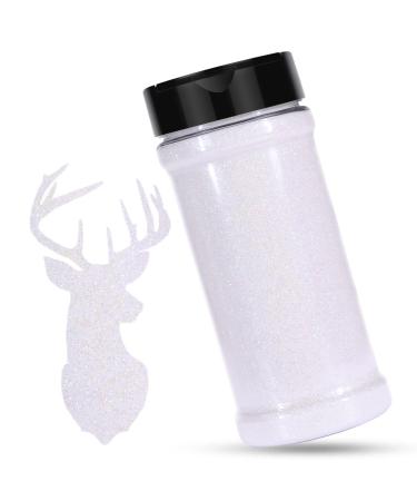 HTVRONT Holographic Ultra Fine Glitter - 200g/7oz White Glitter for Resin, 1/128"Portable Extra Fine Glitter for Crafts, Nails, Tumblers, Ornaments, Body, Candle, Slime Cosmetic Glitter Powder