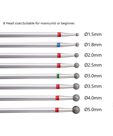 ERUIKA 8Pcs Ball Diamond Drill Bits Set - Nail File Gel Polishing Acrylic Manicure Pedicure Cuticle Tools - Buy Online on SooperMarket.com