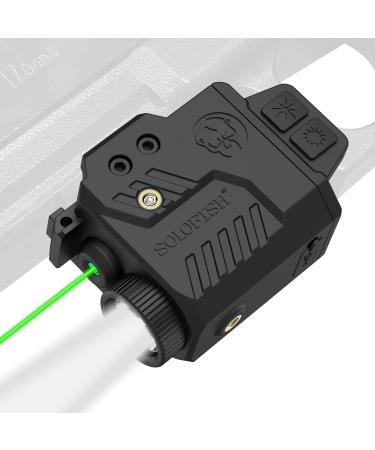 SOLOFISH 700/ 500lm Tactical Flashlight Compatiable for Full Size and Compact with Rail, Green/Red/Blue Beam and White LED Combo with Strobe Function, Adjustable Green Laser Light Combo 700lm Slidable 2in1 Combo