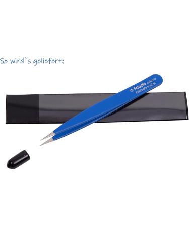 FAUDE Pointed Tweezers for Splinters & Ingrown Hairs - Precision Stainless Steel 10cm (Blue) | International Shipping - Buy Online on SooperMarket.com