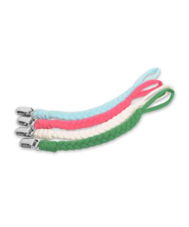 EXQUILEG 4Pcs Pacifier Strap Baby Pacifier Chain Clips Cotton Pacifier Strap With Stainless Steel Clamps for Unisex Baby (LA04)