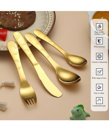 Evanda Gold Toddler Utensils Gold Titanium Coated 4 Pieces Stainless Steel Toddler Silverware Set Kids Utensils Forks and Spoons Mirror Polished Smooth Round Tableware and Dishwasher Safe 2.gold - Buy Online on SooperMarket.com