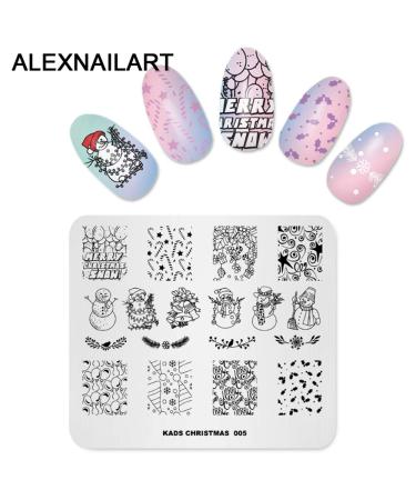 4PCS Nail Art Stamping Plates Set - Christmas Flower Grid Design Stencils with Polish Stamper | Multi-Pattern Nail Art Templates for DIY Manicure - Buy Online on SooperMarket.com