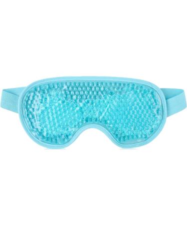 Blue Gel Eye Mask Cooling and Warming Treatment for Tired Puffy Eyes Headaches Hayfever Dry Eyes Reversible Design Silicone Velvet Adjustable Straps