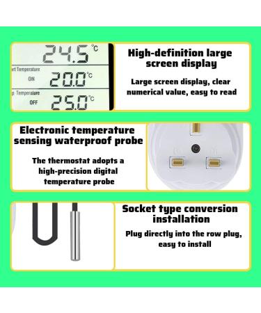 Lotvic Digital Temperature Controller Thermostat Plug Socket with Backlight LCD Screen - Heating Cooling Timer for Homebrew Greenhouse Reptile Terrarium (UK Plug) - Buy Online on SooperMarket.com