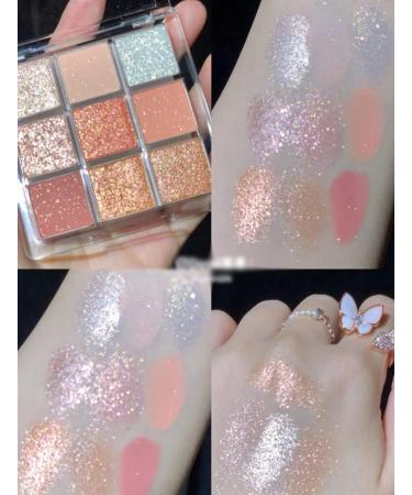 Lovelycat 9 Colors Glitter Eyeshadow Makeup Palette Matte High Pigmented Colorful Creamy Texture Eye Shadow Powder Natural Waterproof Long Lasting Eyeshadow Powder Cosmetics (orange) - Buy Online on SooperMarket.com