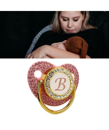 Gold Baby Pacifier Set - Rhinestone Covered Lightweight Pacifier for 6-18 Months - Perfect for Home Use (Letter B) - Buy Online on SooperMarket.com