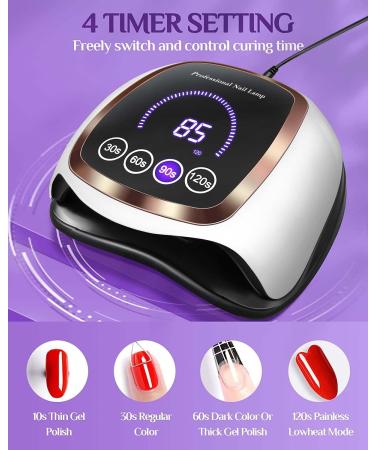 Gugusure 180W UV LED Nail Lamp with LCD Display, Auto Sensor, 4 Timer Settings | Professional Gel Curing Light for Salon and Home Use - Buy Online on SooperMarket.com